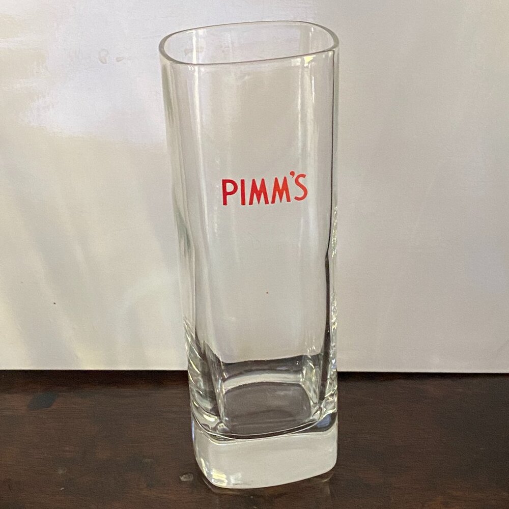 Pimm's Cup square highball glass tall and slim cocktail glass with logo